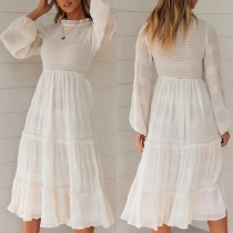 Sweet Style Lantern Sleeve Ruffle Dress