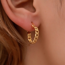 Simple Style Hollow Out Chain Shaped Alloy Stud Earrings