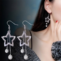 Fashion Rhinestone Inlaid Star Pendant Earrings