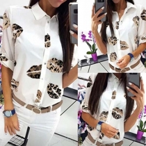 OL Style Long Sleeve POLO Collar Printed Shirt