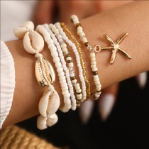 Bohemian Style Flower Shell Beaded Bracelet Set 5 pcs/Set