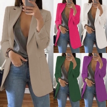OL Style Long Sleeve Solid Color Blazer