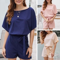 Fashion Short Sleeve Short Sleeve Round Neck Romper