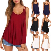 Sexy Backless U-neck Solid Color Sling Top