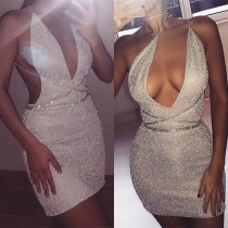 Sexy Backless Deep V-neck Slim Fit Sling Dress