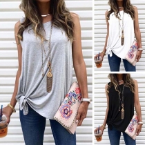 Simple Style Sleeveless Round Neck Solid Color Loose Top