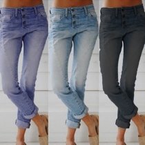 Fashion Middle Waist Slim Fit Jeans