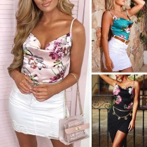 Sexy Backless V-neck Printed Sling Top