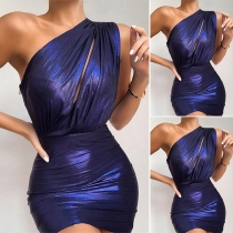 Sexy One-shoulder Sleeveless Slim Fit Party Dress