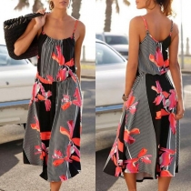Sexy Backless Printed Sling Dress