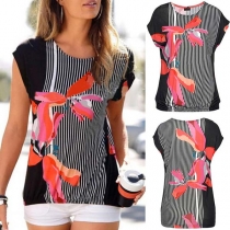 Fashion Short Sleeve Round Neck Printed T-shirt