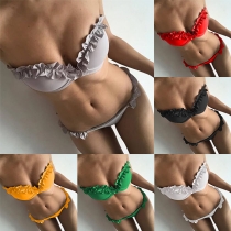 Sexy Low-waist Ruffle Bandeau Bikini Set