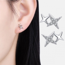 Fresh Style Rhinestone Inlaid Star Shaped Stud Earrings