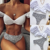 Sexy Lotus Sleeve Low-waist Bikini Set