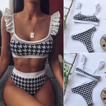 Sexy High Waist Ruffle Printed Bikini Set