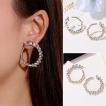 Fashion Rhinestone Inlaid Circle-shape Stud Earrings
