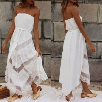Sexy Strapless Lace Spliced Irregular Hem Dress