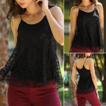 Sexy Backless Solid Color Sling Lace Top