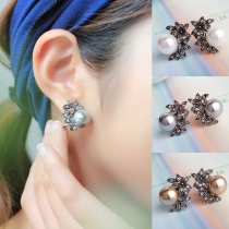 Fashion Rhinestone Inlaid Pearl Stud Earrings