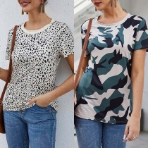 Fashion Short Sleeve Round Neck Printed T-shirt