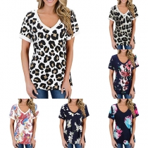 Fashion Short Sleeve Round Neck Printed T-shirt