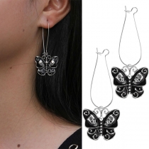 Retro Style Skull Pattern Butterfly Pendant Earrings
