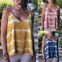 Sexy Backless V-neck Tie-dye Printed Sling Top