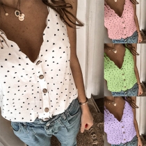 Sexy V-neck Heart Printed Sling Top