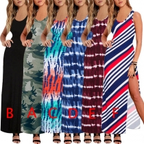 Sexy Slit Hem Sleeveless High Waist Dress(The size runs small)