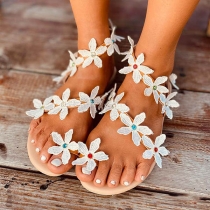 Sweet Style Flat Heel Flower Sandals