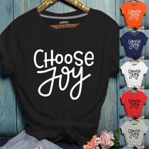 Casual Style Short Sleeve Round Neck Letters Printed T-shirt