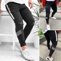 Fashion Contrast Color Ripped Man's Jeans