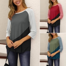 Fashion Contrast Color Half Sleeve Round Neck T-shirt