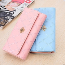 Fashion Solid Color Three-fold Long-style Wallet