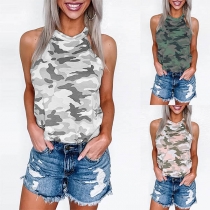 Fashion Camouflage Printed Halter Top