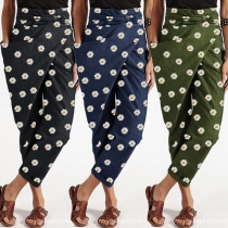 Fresh Style Daisy Printed High Waist Lantern Pants