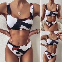 Sexy Low-waist Cow Printed Bikini Set