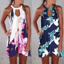 Fashion Sleeveless Round Neck Printed Dress