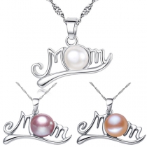 Fashion Bead Inlaid MOM Letter Pendant Necklace