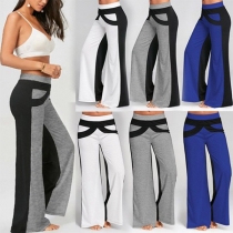 Fashion Contrast Color High Waist Wide-leg Pants