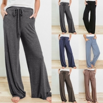 Fashion Solid Color High Waist Wide-leg Pants
