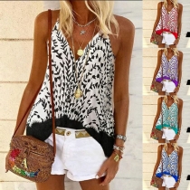 Sexy Backless V-neck Printed Sling Top