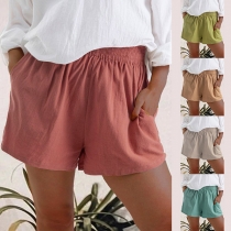Simple Style Solid Color High Waist Shorts