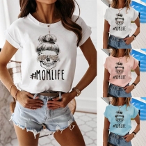 Cute Cartoon Printed Short Sleeve Round Neck T-shirt