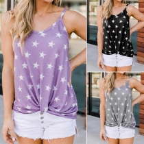 Fashion Star Printed Twisted Hem Sling Top