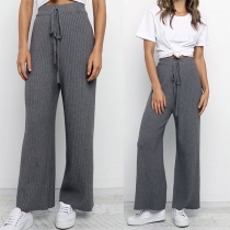Fashion Solid Color High Waist Wide-leg Pants