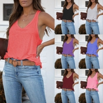 Simple Style Solid Color Loose Tank Top