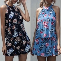 Sexy Off-shoulder Mock Two-piece Printed Romper