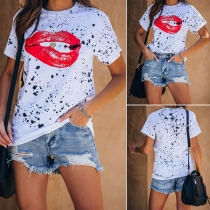 Chic Style Short Sleeve Round Neck Printed T-shirt