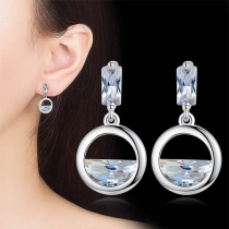 Chic Style Rhinestone Inlaid Clear Water Shaped Earrings